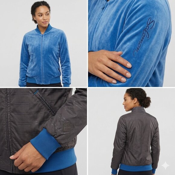 NEW Salomon Brown/Blue Reversible Acti Loft Full Zip Jacket Women's Size Small - Picture 2 of 10